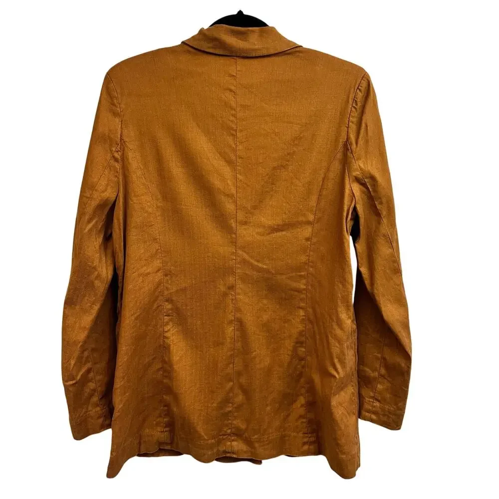 Evereve Double Breasted Linen Blend Blazer Burnt Orange Women's Small Business - Picture 5 of 7